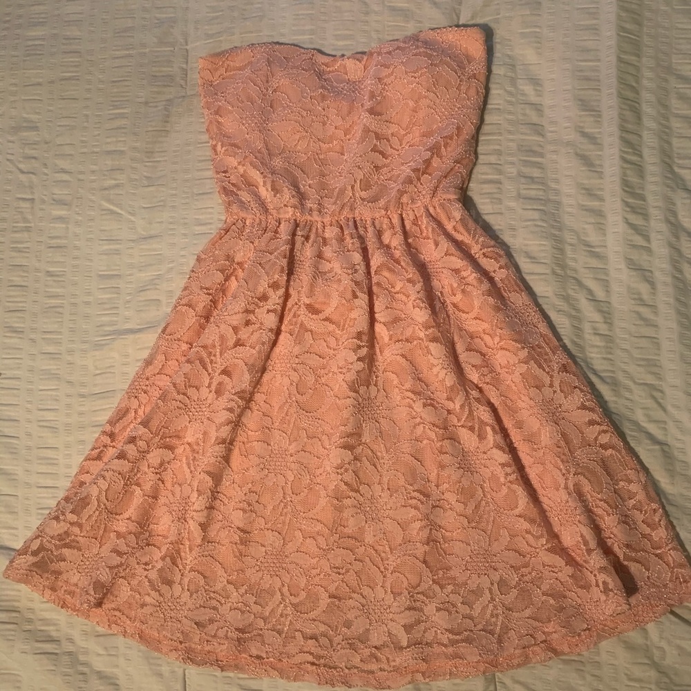 Strapless A line lace dress